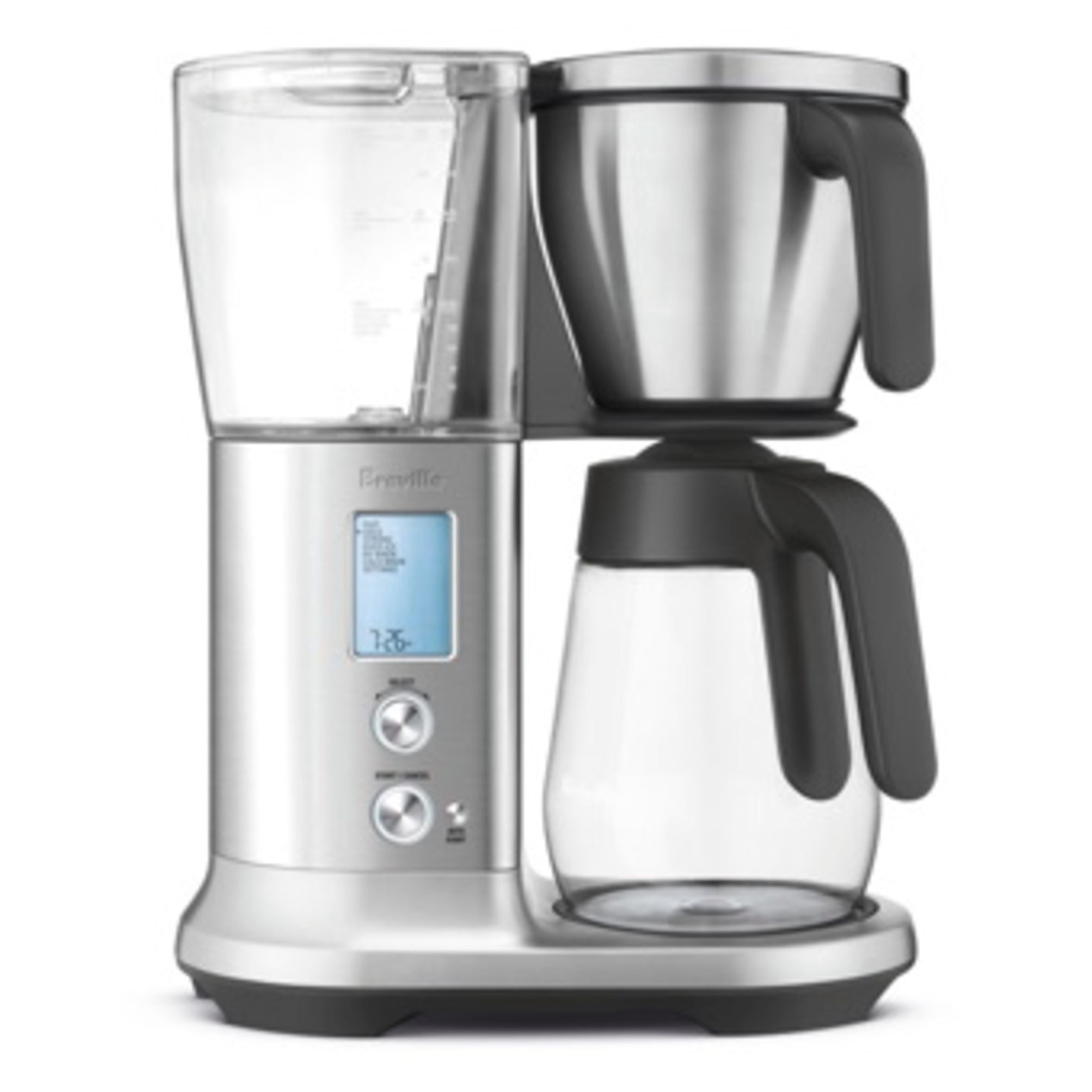 Breville Precision Brewer drip coffee maker with glass carafe and warming plate
