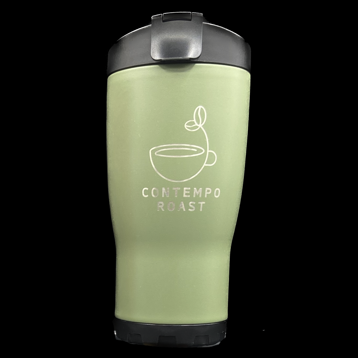 16oz Adventure Tumbler with etched logo in moss green