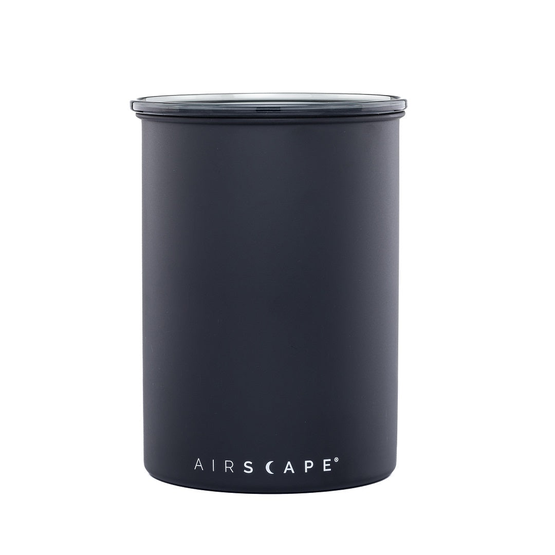 matte black Airscape canister, back view